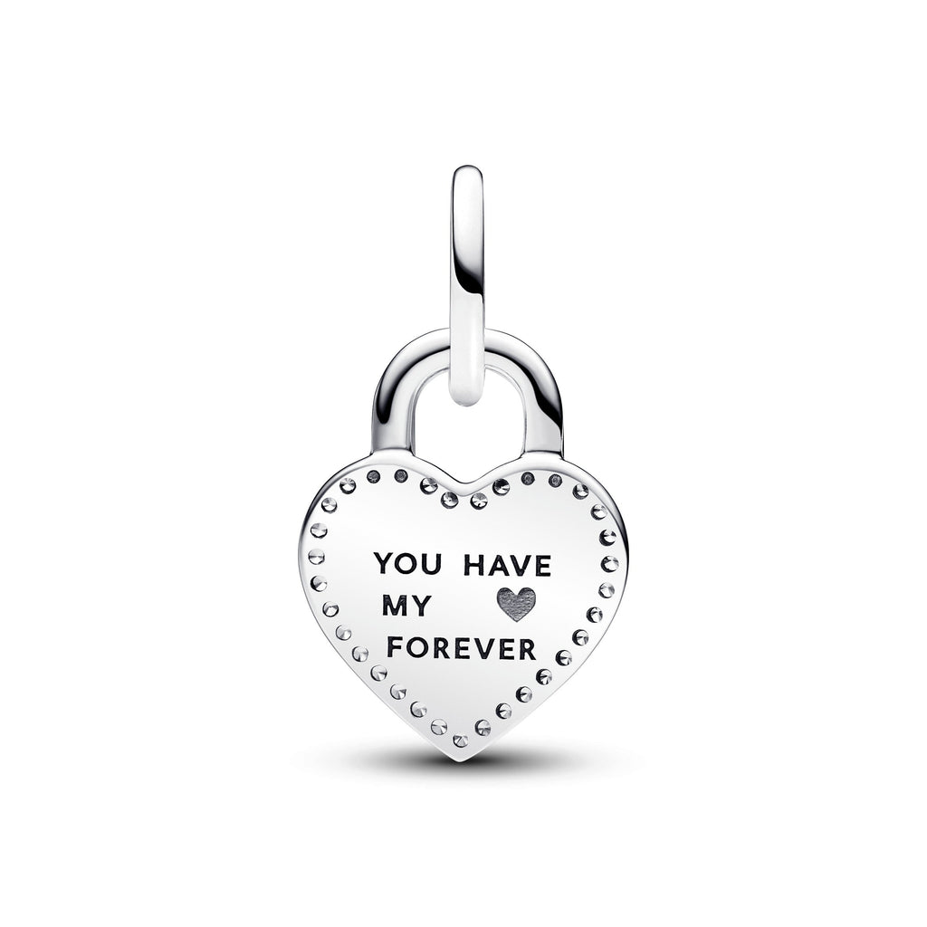 Two-tone Twistable Heart Padlock Double Dangle Charm