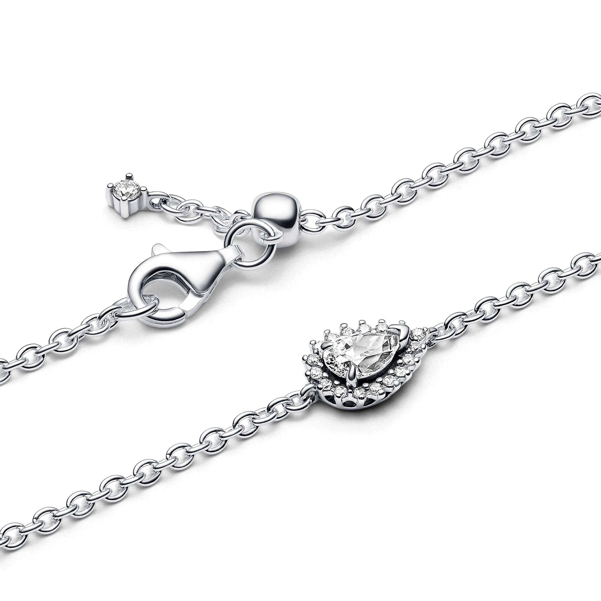 Sparkling Pear Halo Chain Bracelet