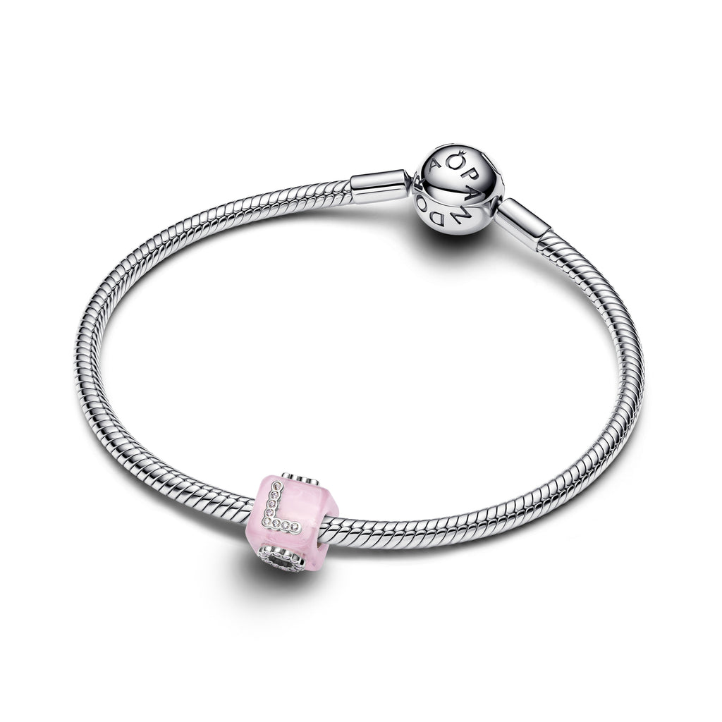 Pink Murano Glass Love Cube Charm