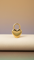14k Gold Heart Padlock Charm